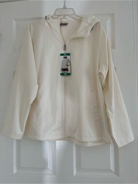 Cream Hooded Zip Front Jacket